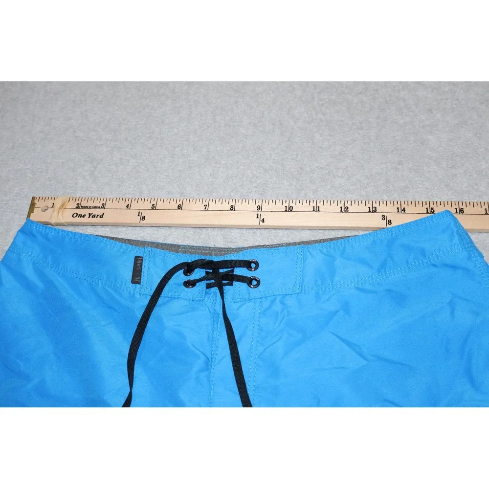 Hurley Board Shorts Men 32 Blue Solid Drawstring Swimming Surfing
